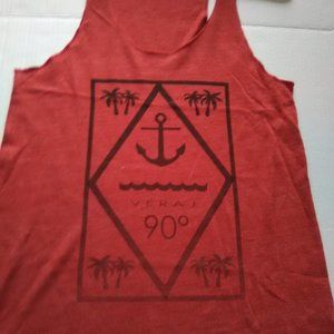Anchor/Ocean Wave Tank Top Men's Color Red Size Large